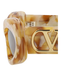 Valentino Valentino Womens Round/Oval Marble Marble Brown Fashion Designer Eyewear