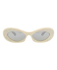 Valentino Valentino Womens Round/Oval Ivory Ivory Silver Fashion Designer Eyewear