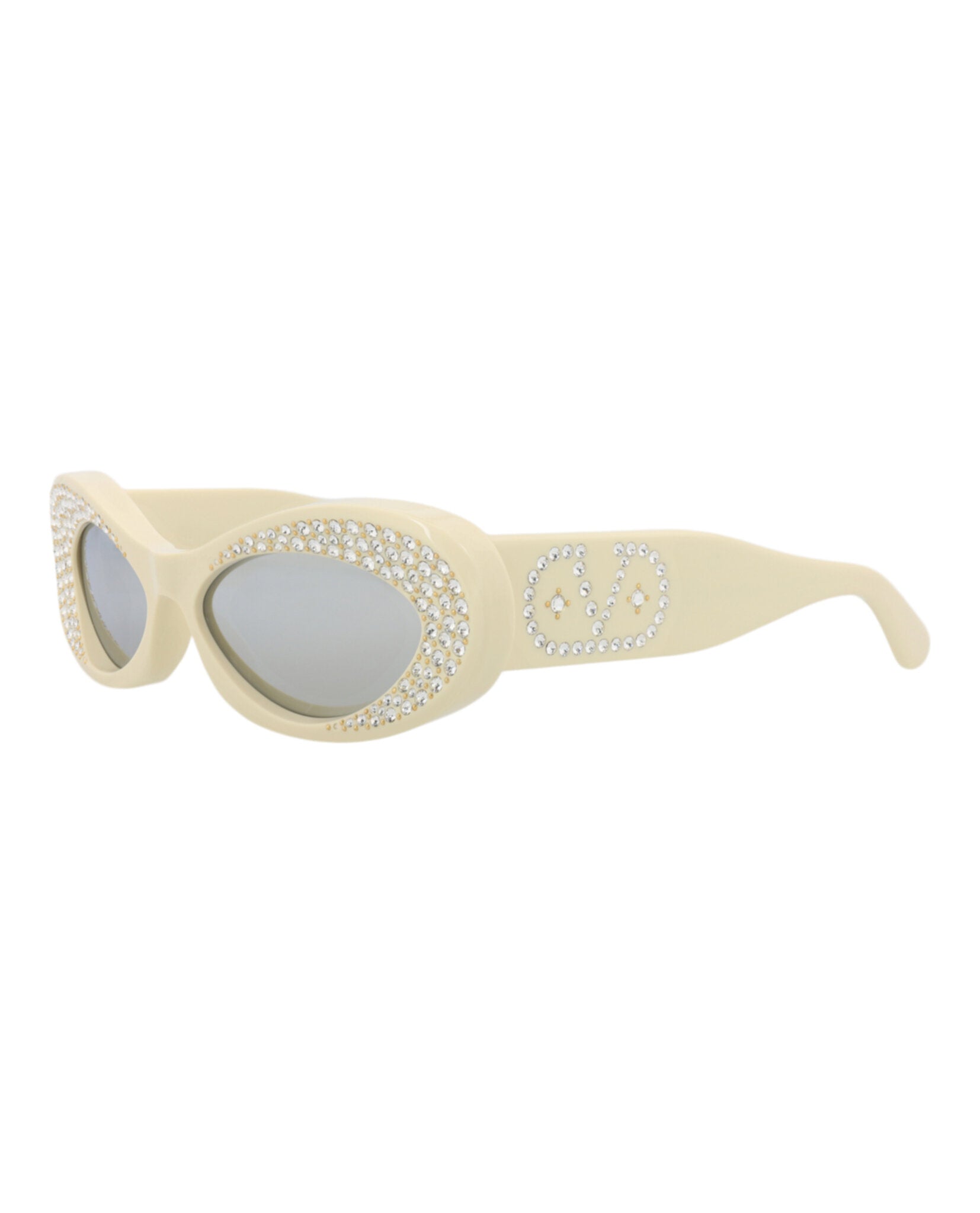 Valentino Valentino Womens Round/Oval Ivory Ivory Silver Fashion Designer Eyewear