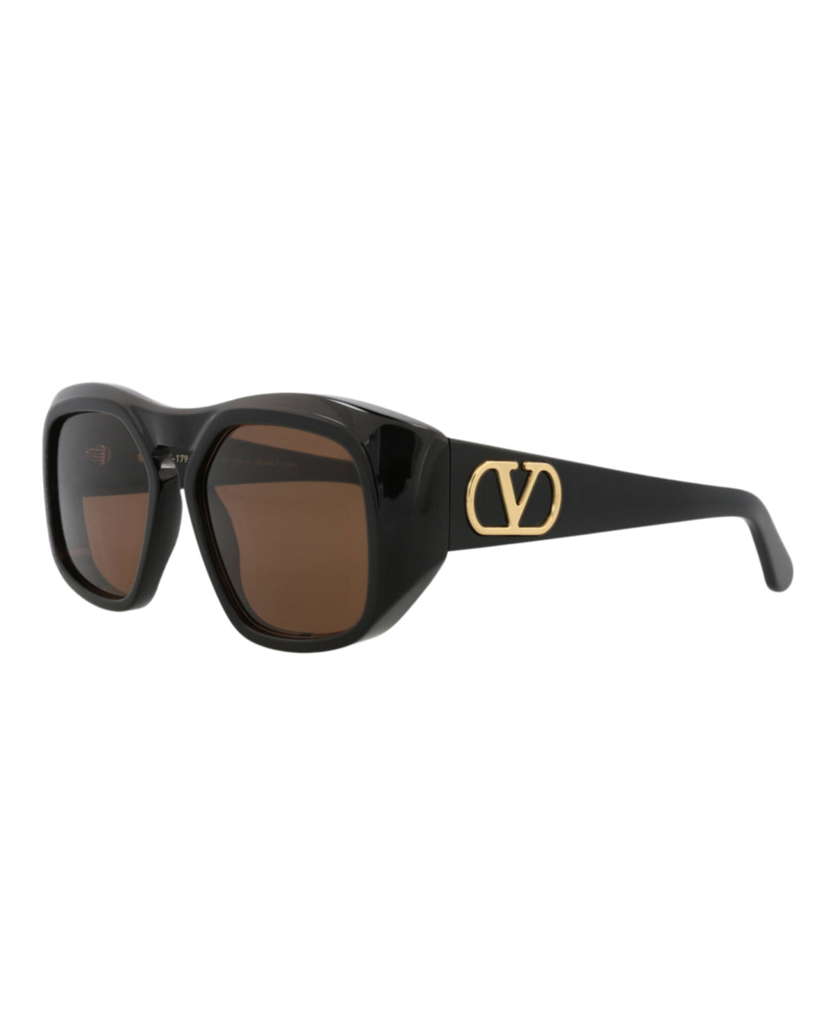 Valentino Valentino Unisex Square/Rectangle Black Black Brown Fashion Designer Eyewear