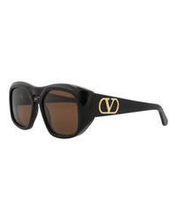 Valentino Valentino Unisex Square/Rectangle Black Black Brown Fashion Designer Eyewear