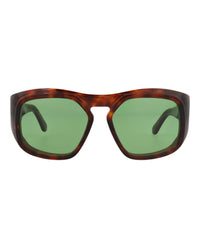 Valentino Valentino Unisex Square/Rectangle Havana Havana Green Fashion Designer Eyewear