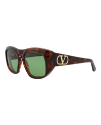 Valentino Valentino Unisex Square/Rectangle Havana Havana Green Fashion Designer Eyewear