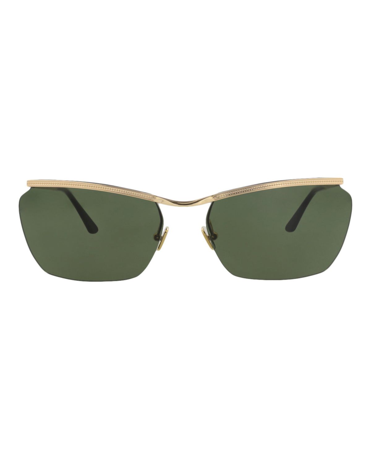 Valentino Valentino Unisex Square/Rectangle Gold Gold Green Fashion Designer Eyewear