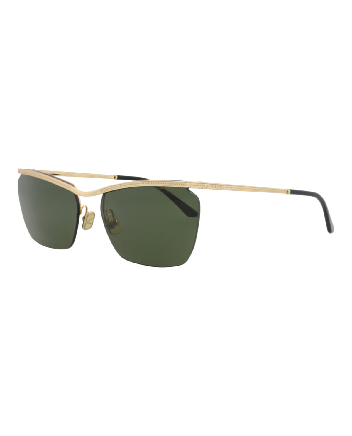 Valentino Valentino Unisex Square/Rectangle Gold Gold Green Fashion Designer Eyewear