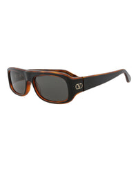 Valentino Valentino Unisex Square/Rectangle Black Havana Black Havana Grey Fashion Designer Eyewear