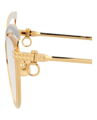 Valentino Womens Cat Eye Gold Gold Transparent Fashion Designer Eyewear