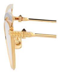 Valentino Womens Cat Eye Gold Gold Transparent Fashion Designer Eyewear