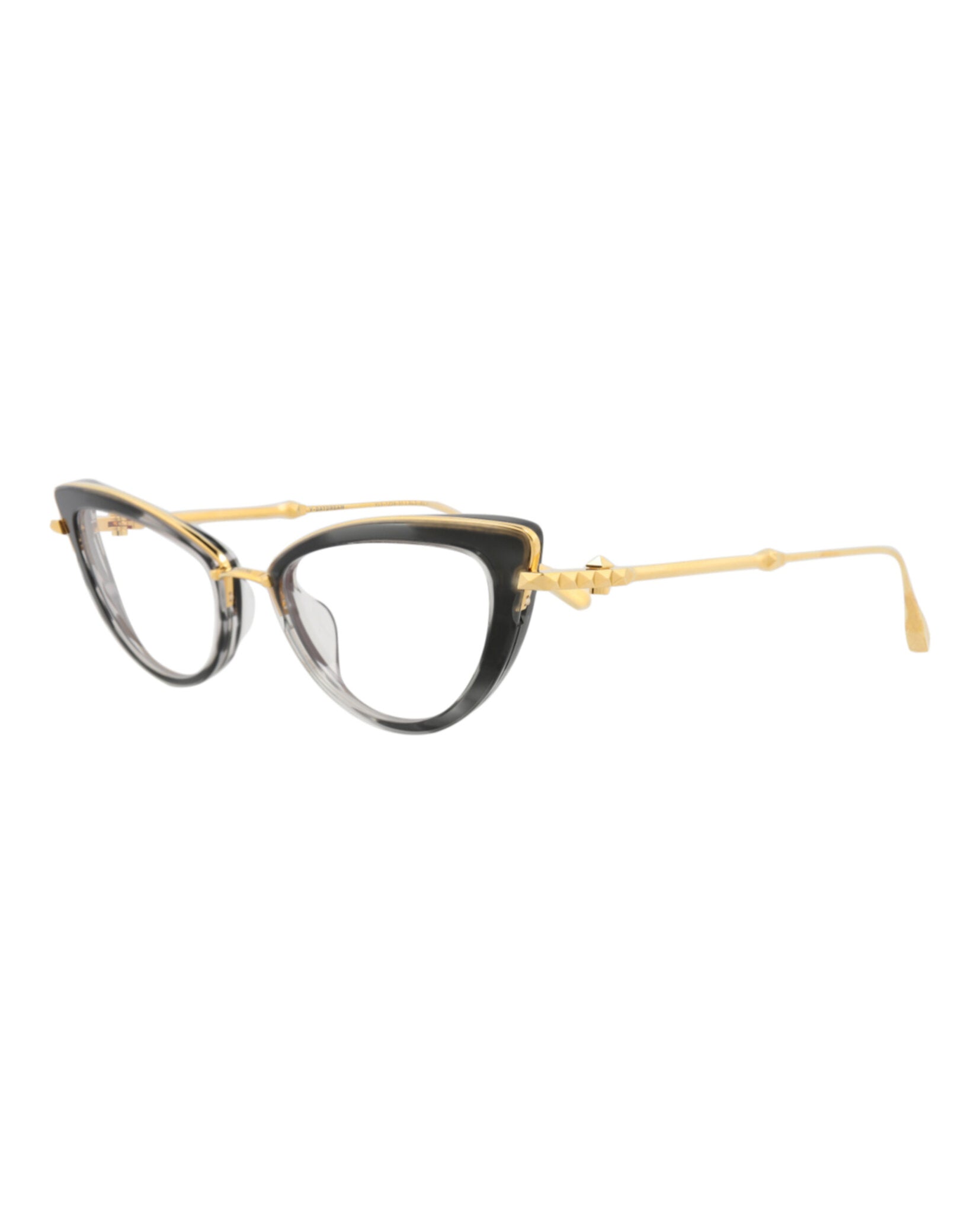 Valentino Womens Cat Eye Black-Gold-Transparent Fashion Designer Eyewear