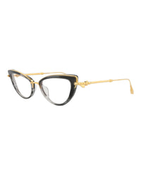 Valentino Womens Cat Eye Black-Gold-Transparent Fashion Designer Eyewear