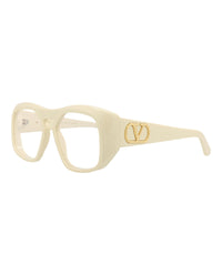 Valentino Unisex Square/Rectangle Ivory-Ivory-Transparent Fashion Designer Eyewear