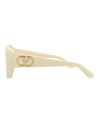 Valentino Unisex Square/Rectangle Ivory-Ivory-Transparent Fashion Designer Eyewear
