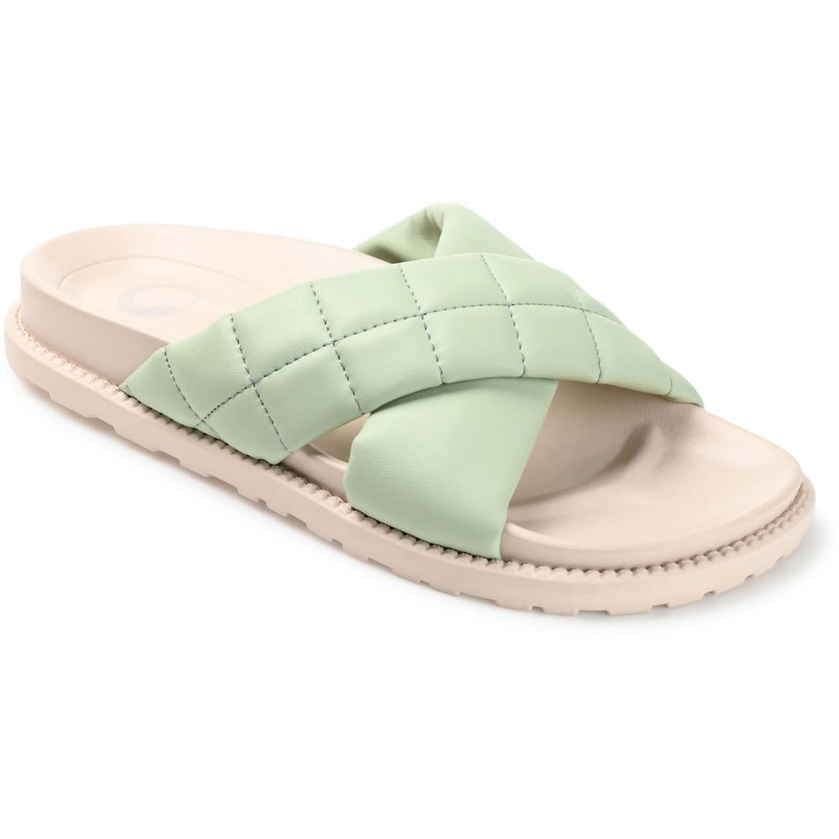 Aveena Womens Faux Leather Slide Sandals Sage