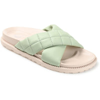 Aveena Womens Faux Leather Slide Sandals Sage