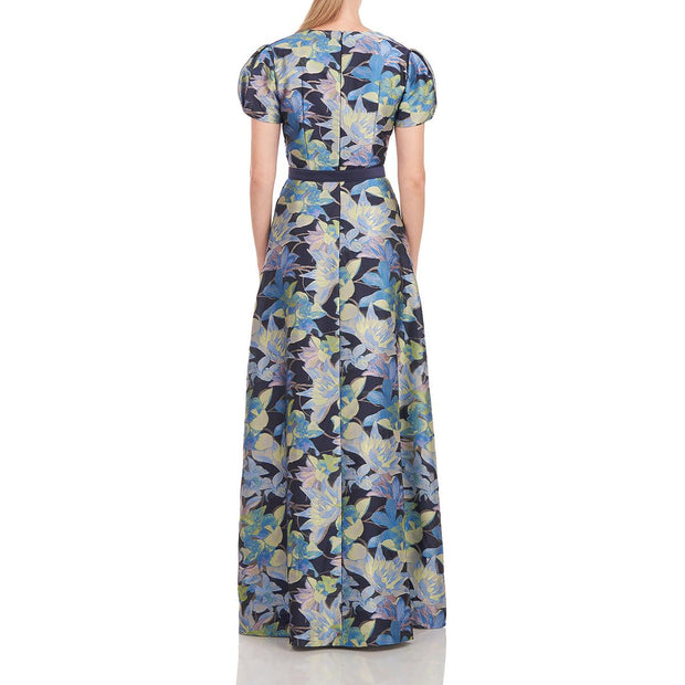 Womens Floral Pleated Evening Dress