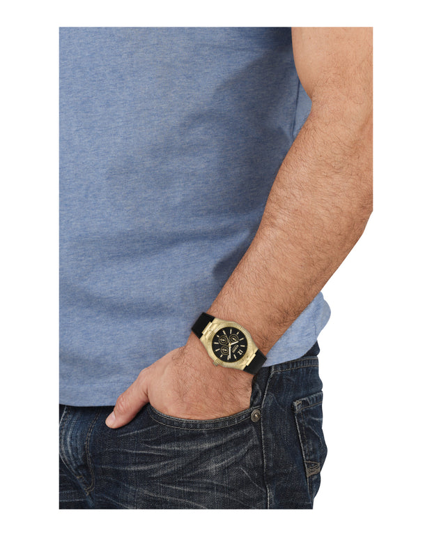 Versus Versace Mens Echo Park Multifunction Gold 42mm Strap Fashion Watch