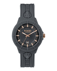 Versus Versace Mens Tokyo Silicone Lion 43mm Strap Fashion Watch Grey