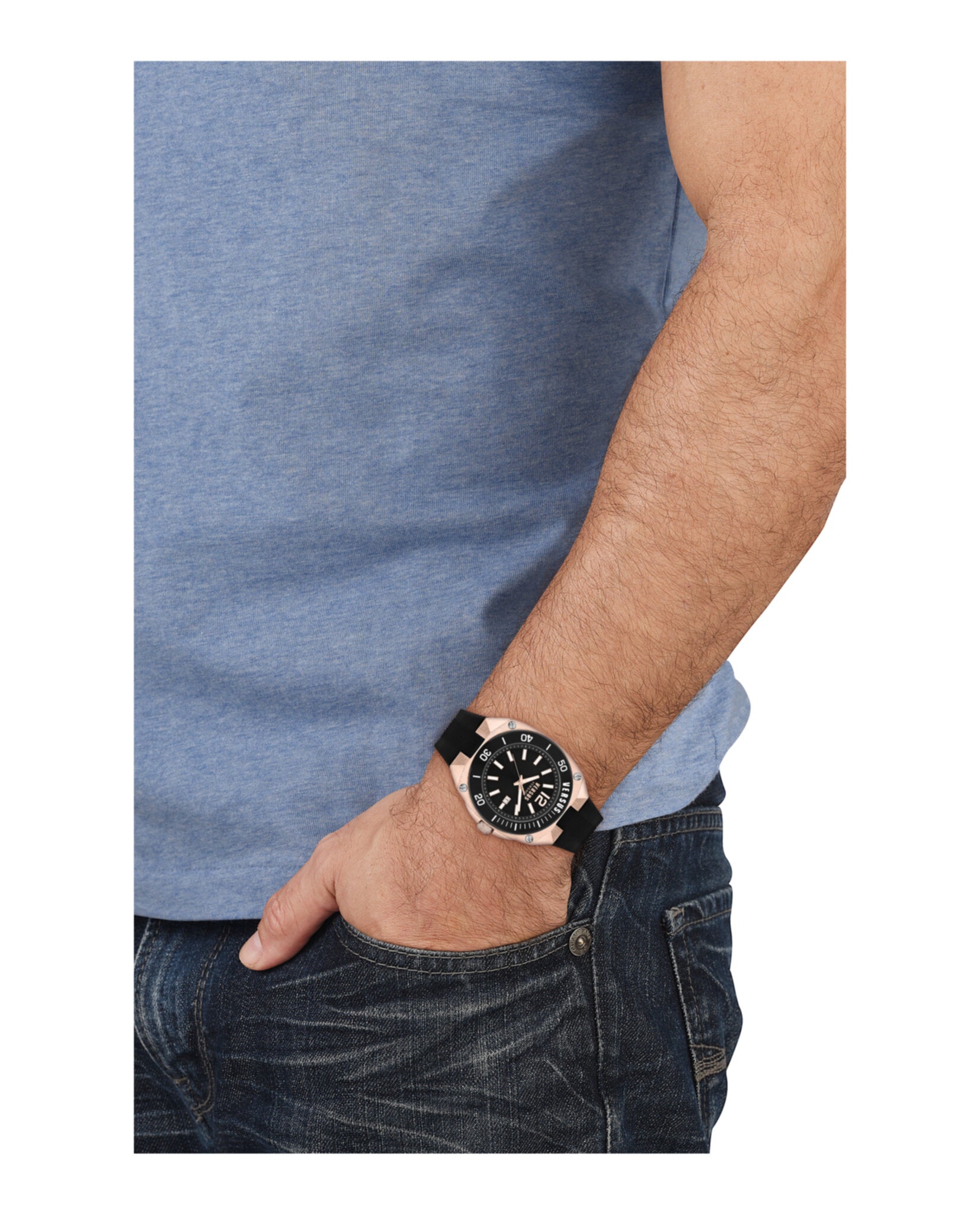 Versus Versace Mens Versus Reaction Rose Gold 48mm Strap Fashion Watch
