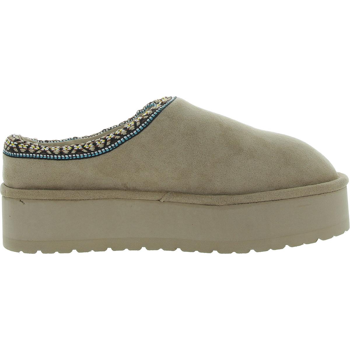 Elyse Womens Faux Fur Lined Platform Scuff Slippers