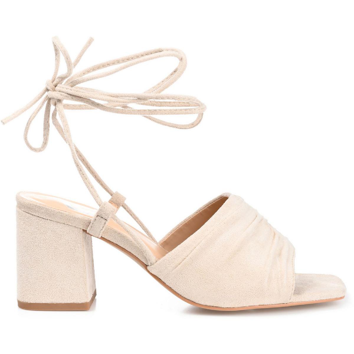 Felisity Womens Faux Suede Square Toe Lace-Up Heels