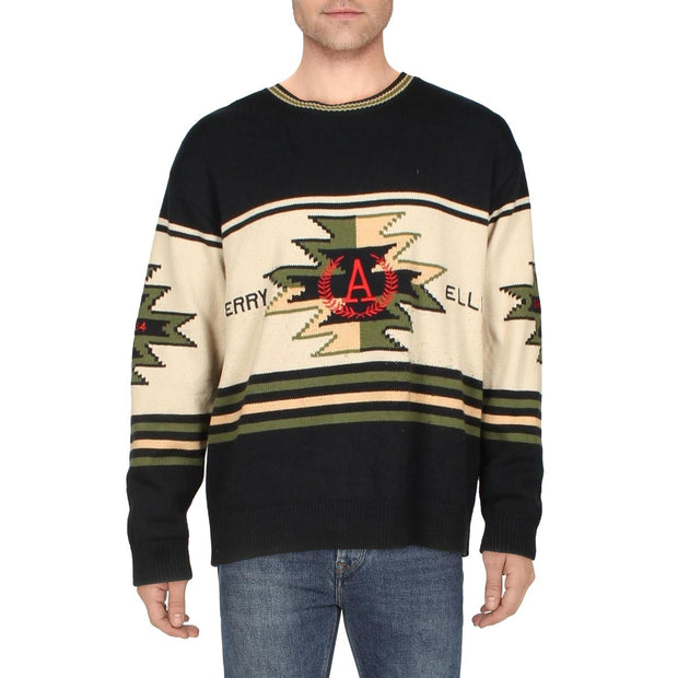 Mens Cozy Embroidered Pullover Sweater