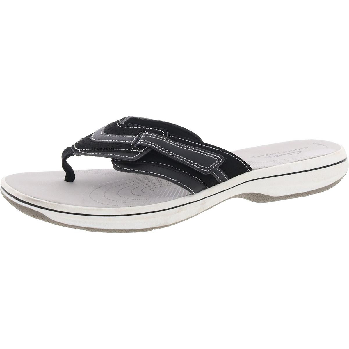 Womens Comfort Insole Faux Leather Flip-Flops