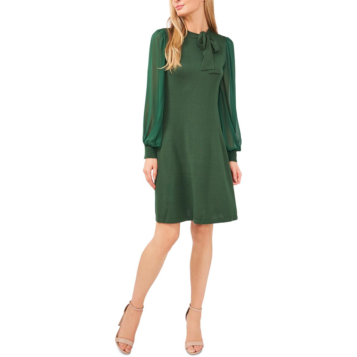 Womens Bow-Neck Knee-Length Sweaterdress