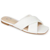 Carlotta Womens Faux Leather Slip On Slide Sandals White
