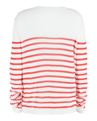 Valentino Womens Floral Embroidered Striped Cotton Knit Sweater