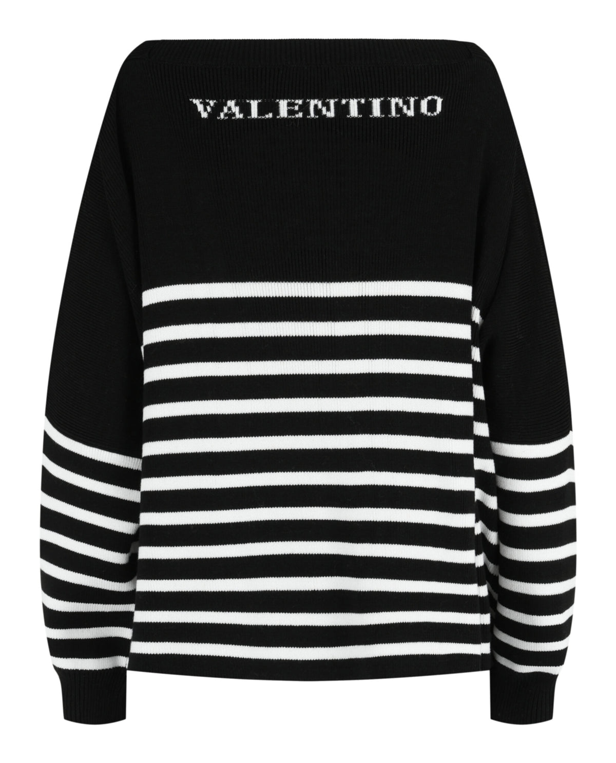 Valentino Womens Striped Ribbed Oversized Sweater