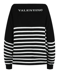 Valentino Womens Striped Ribbed Oversized Sweater