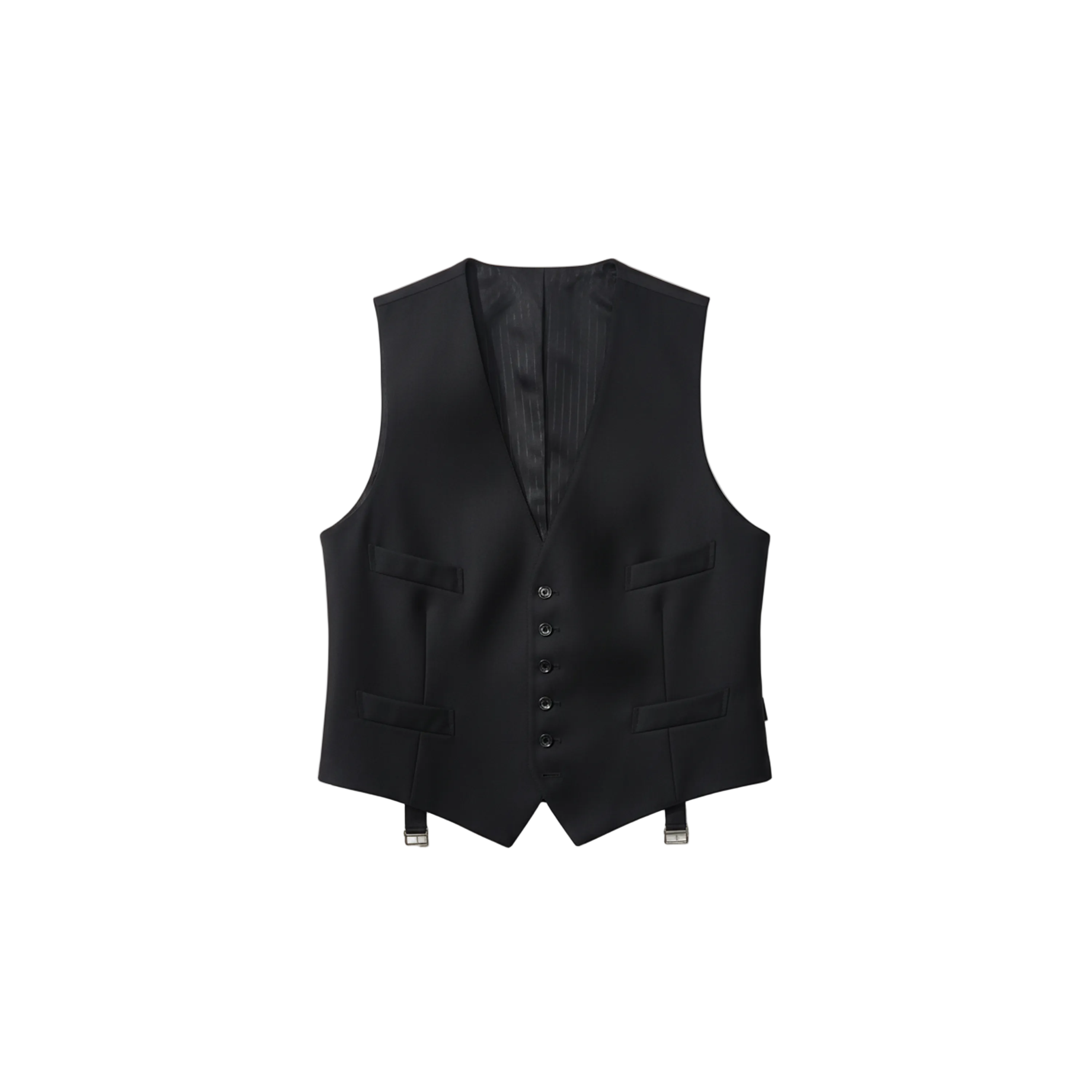 Tom Ford Cotton Button-Front Vest with Pinstripe Lining Navy