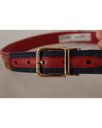 Dolce & Gabbana Black Leather Belt with Gold-Tone Buckle