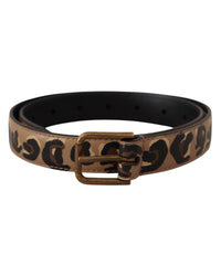 Dolce & Gabbana Leopard Print Leather Belt One Size Fits All Brown
