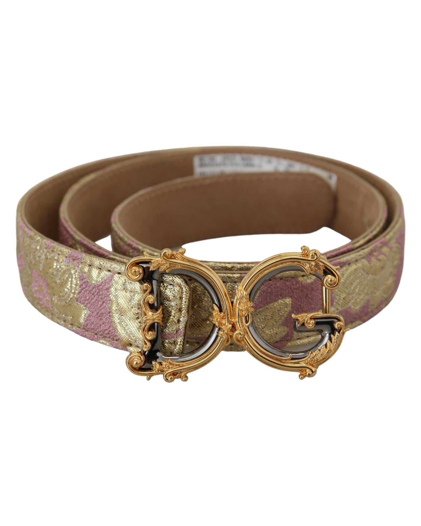 Dolce & Gabbana  DG Floral Pink and Gold Belt WMB233