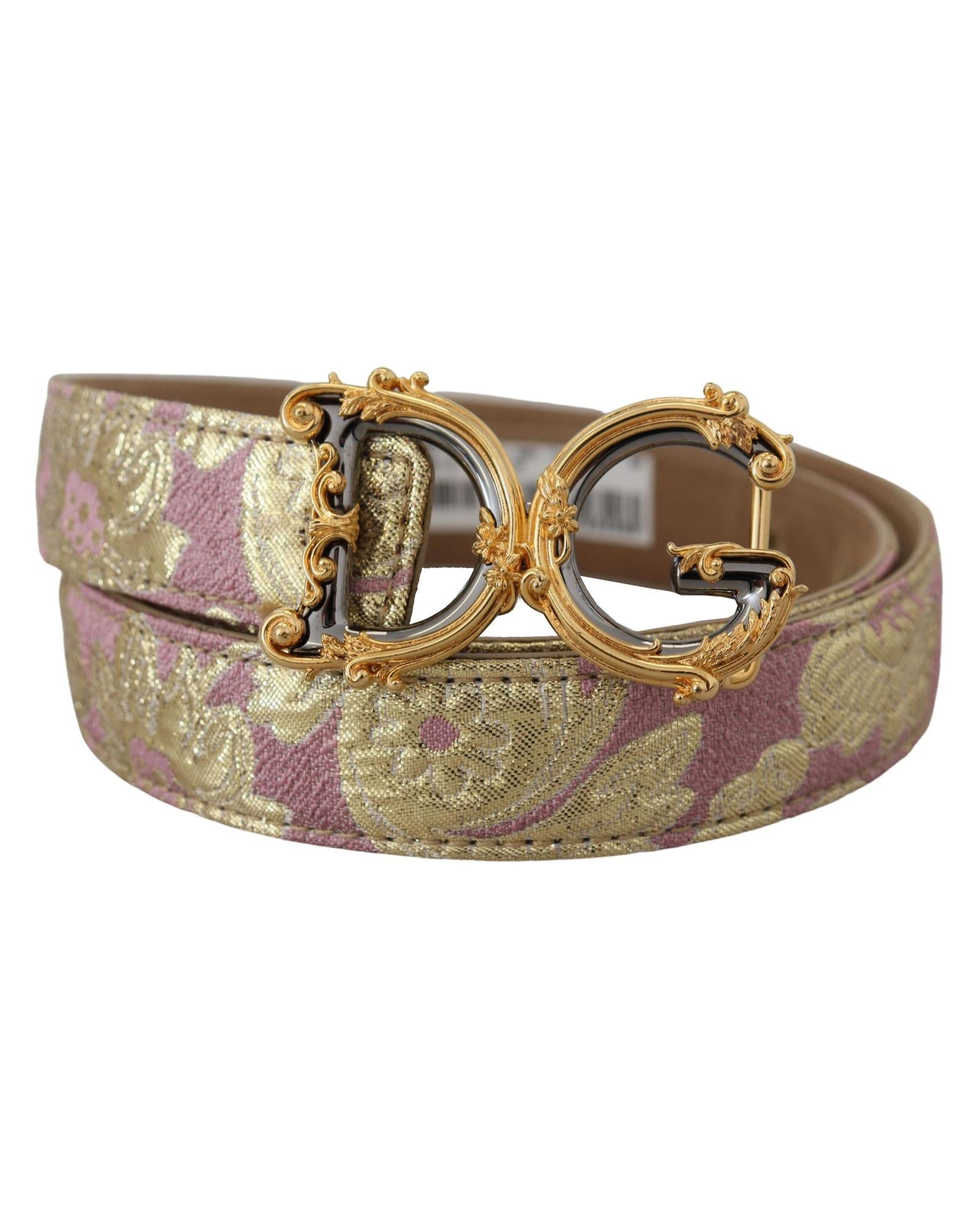 Dolce & Gabbana  DG Floral Pink and Gold Belt WMB233