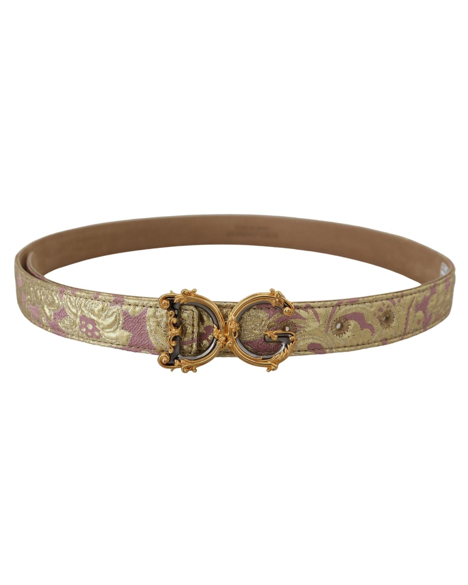 Dolce & Gabbana  DG Floral Pink and Gold Belt WMB233
