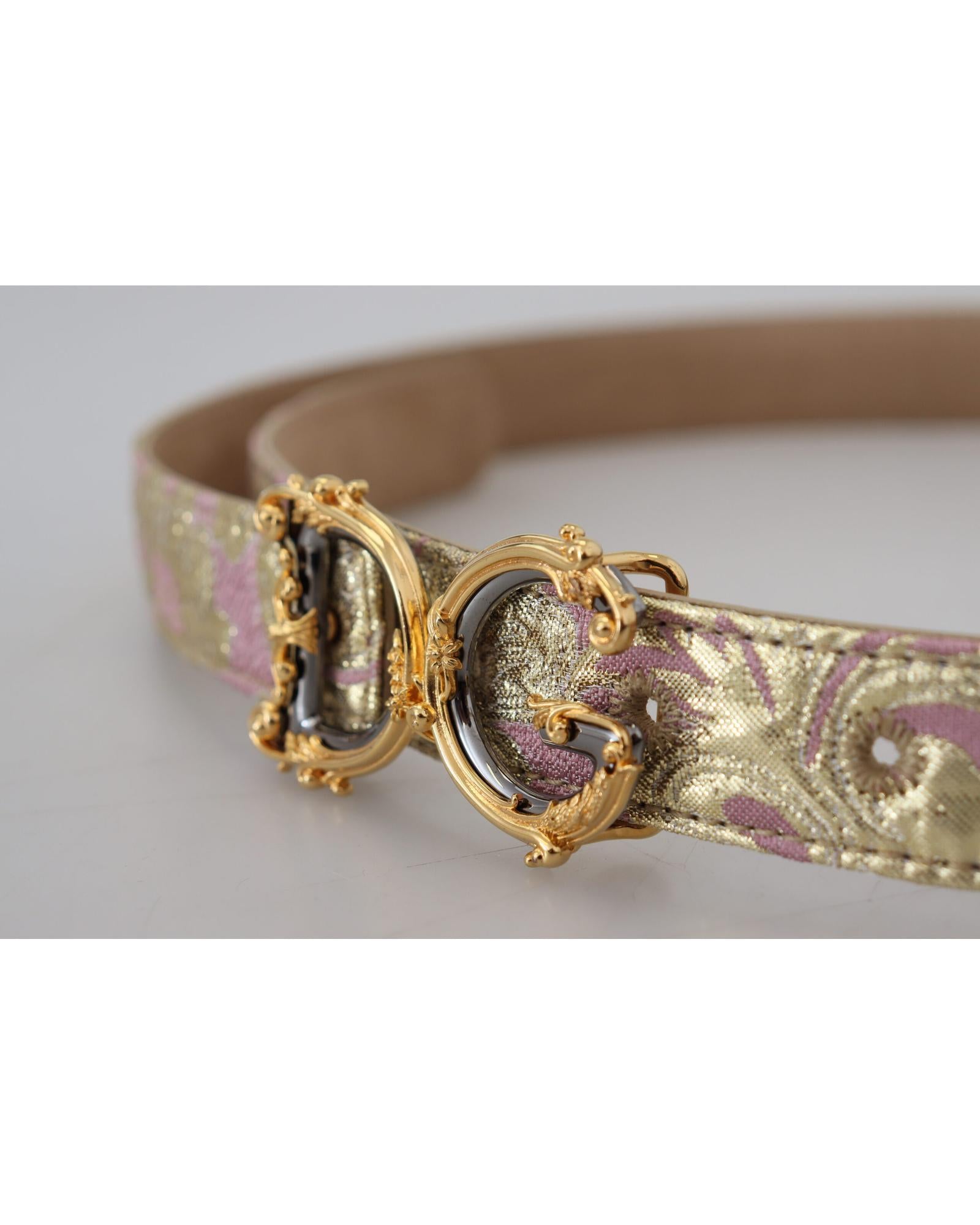 Dolce & Gabbana  DG Floral Pink and Gold Belt WMB233