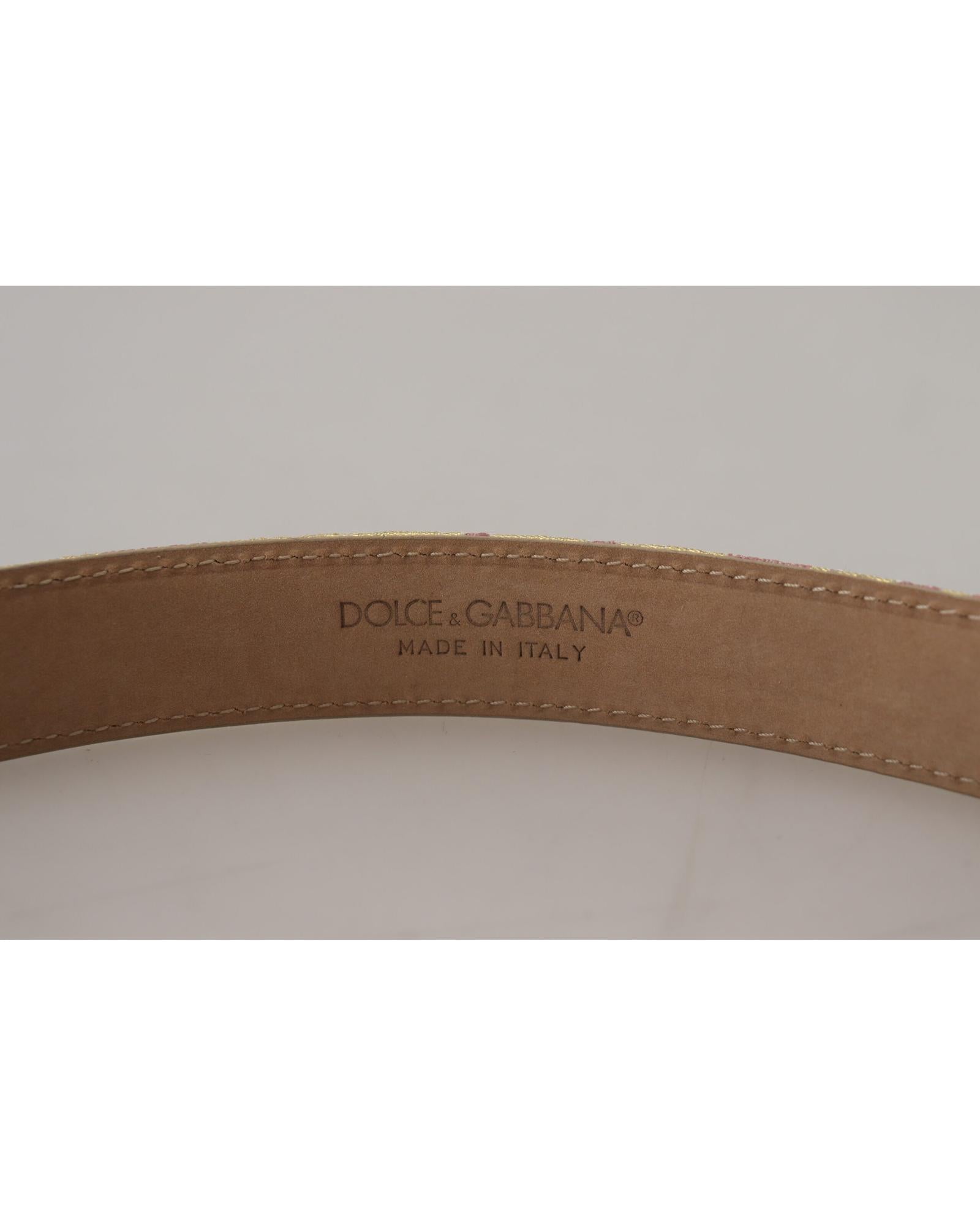 Dolce & Gabbana  DG Floral Pink and Gold Belt WMB233