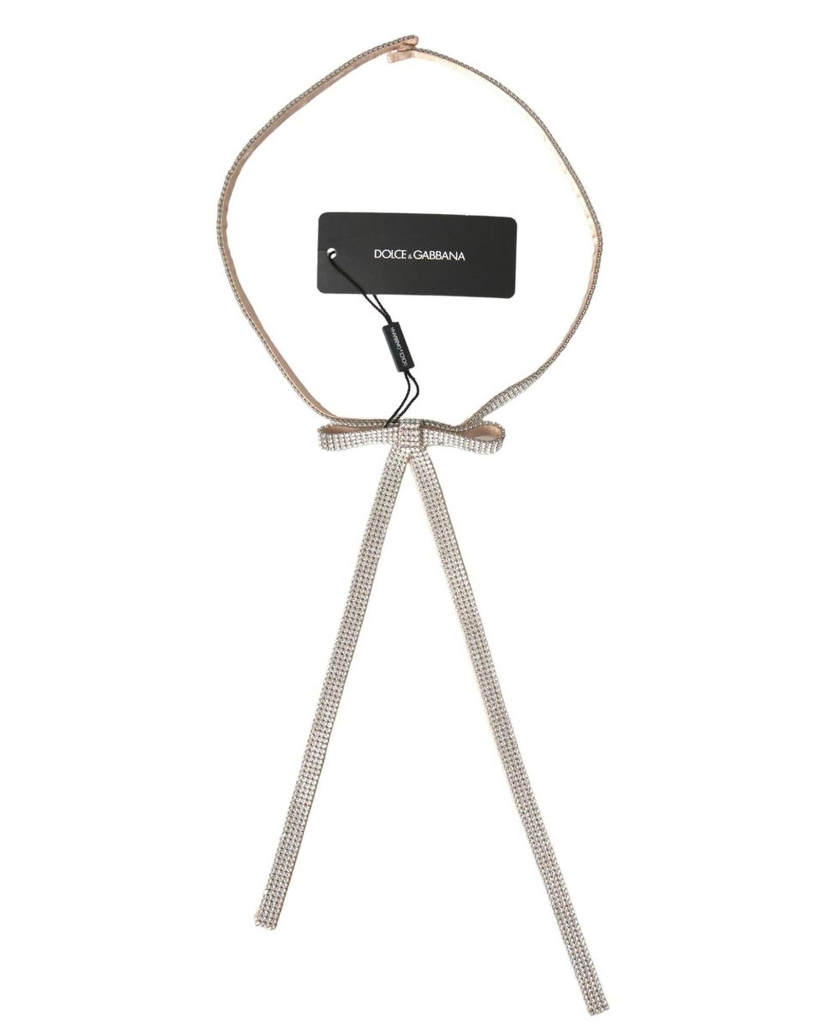 Dolce & Gabbana Crystal Bow Belt One Size Fits All Beige