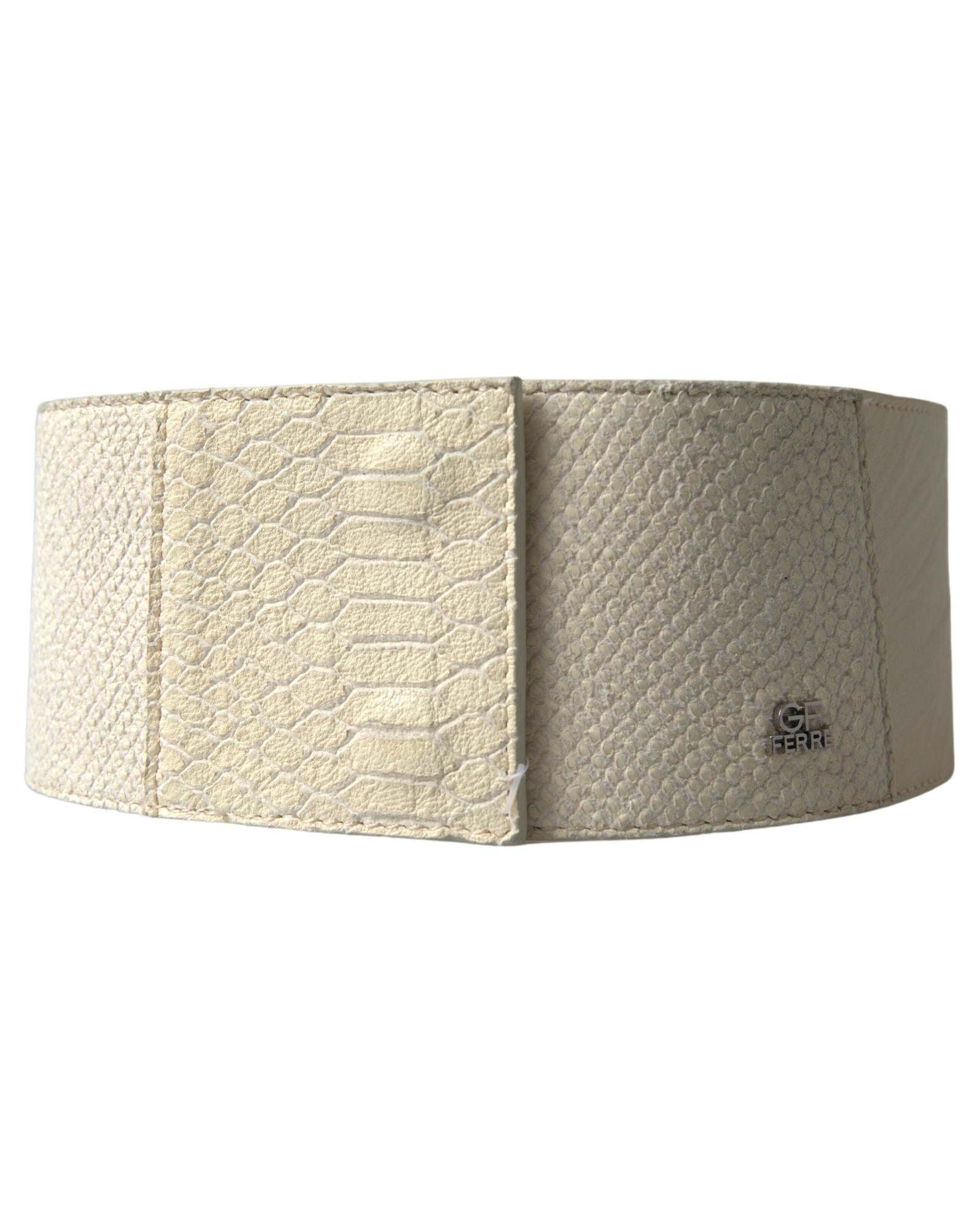 GF Ferre  Mens White Leather Bifold Wallet with Snake Pattern