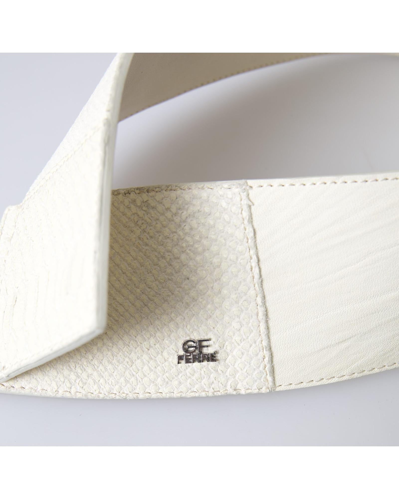 GF Ferre  Mens White Leather Bifold Wallet with Snake Pattern