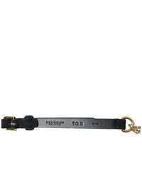 Dolce & Gabbana Black Leather Bracelet with Gold-Tone Chain and Beads