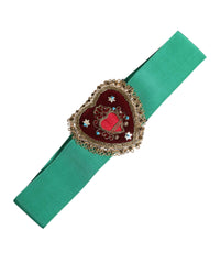 Dolce & Gabbana Embroidered Heart Belt Women Green 40 Green