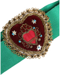 Dolce & Gabbana Embroidered Heart Belt Women Green
