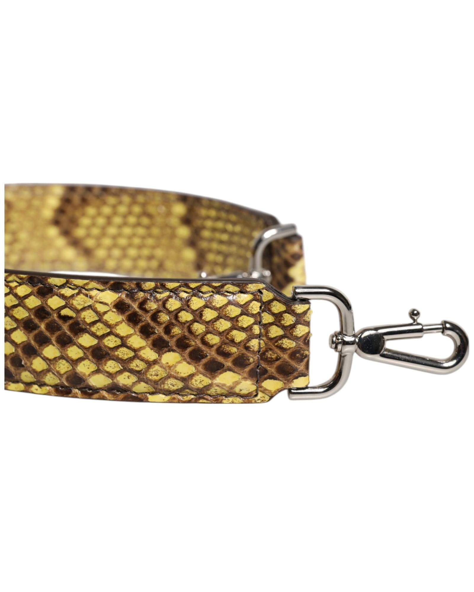 Dolce & Gabbana Exotic Leather Bag Shoulder Strap with Silver Metal Detailing Women Yellow Accessories
