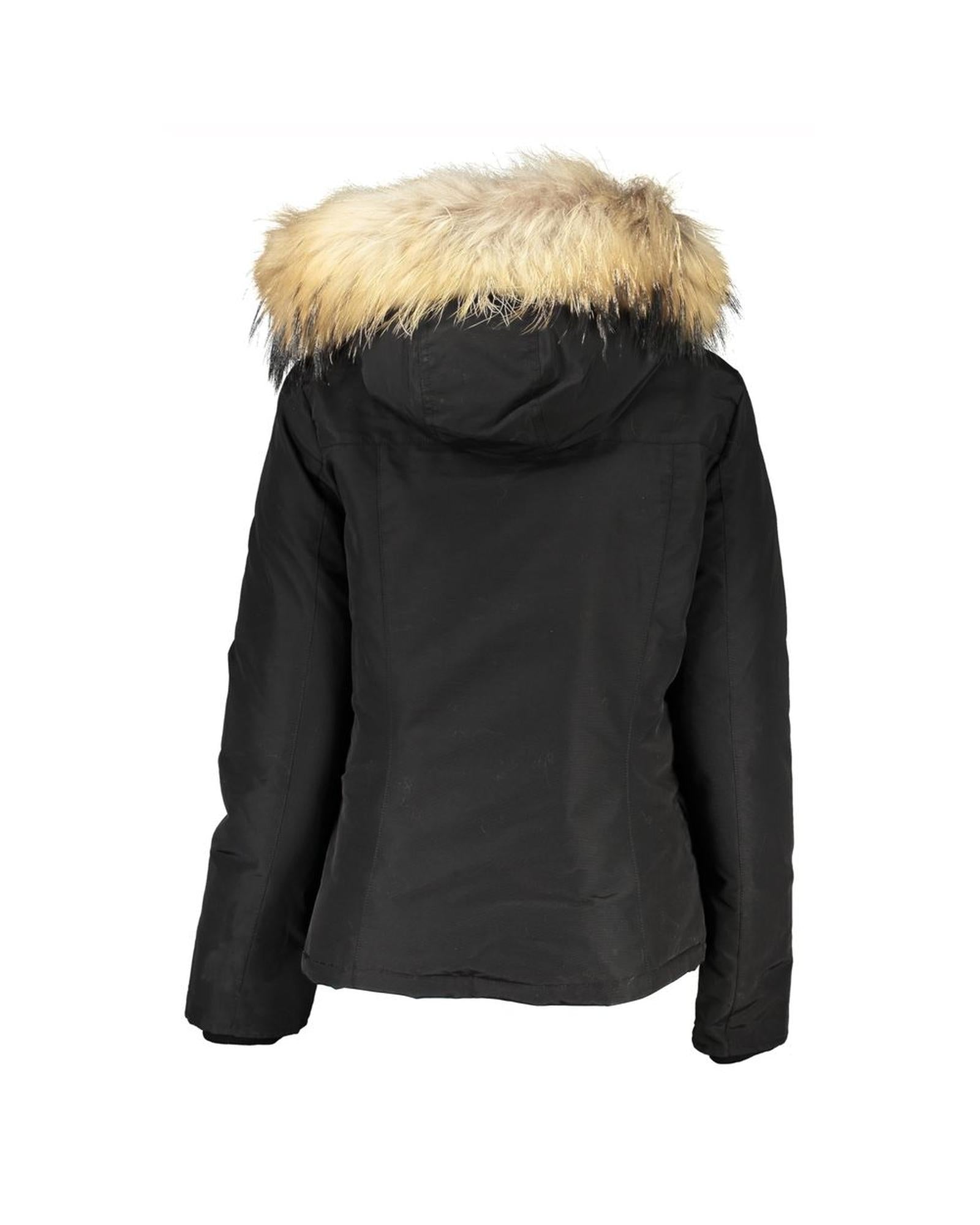 Woolrich Long Sleeved Jacket with Removable Fur Hood Zip & Buttons