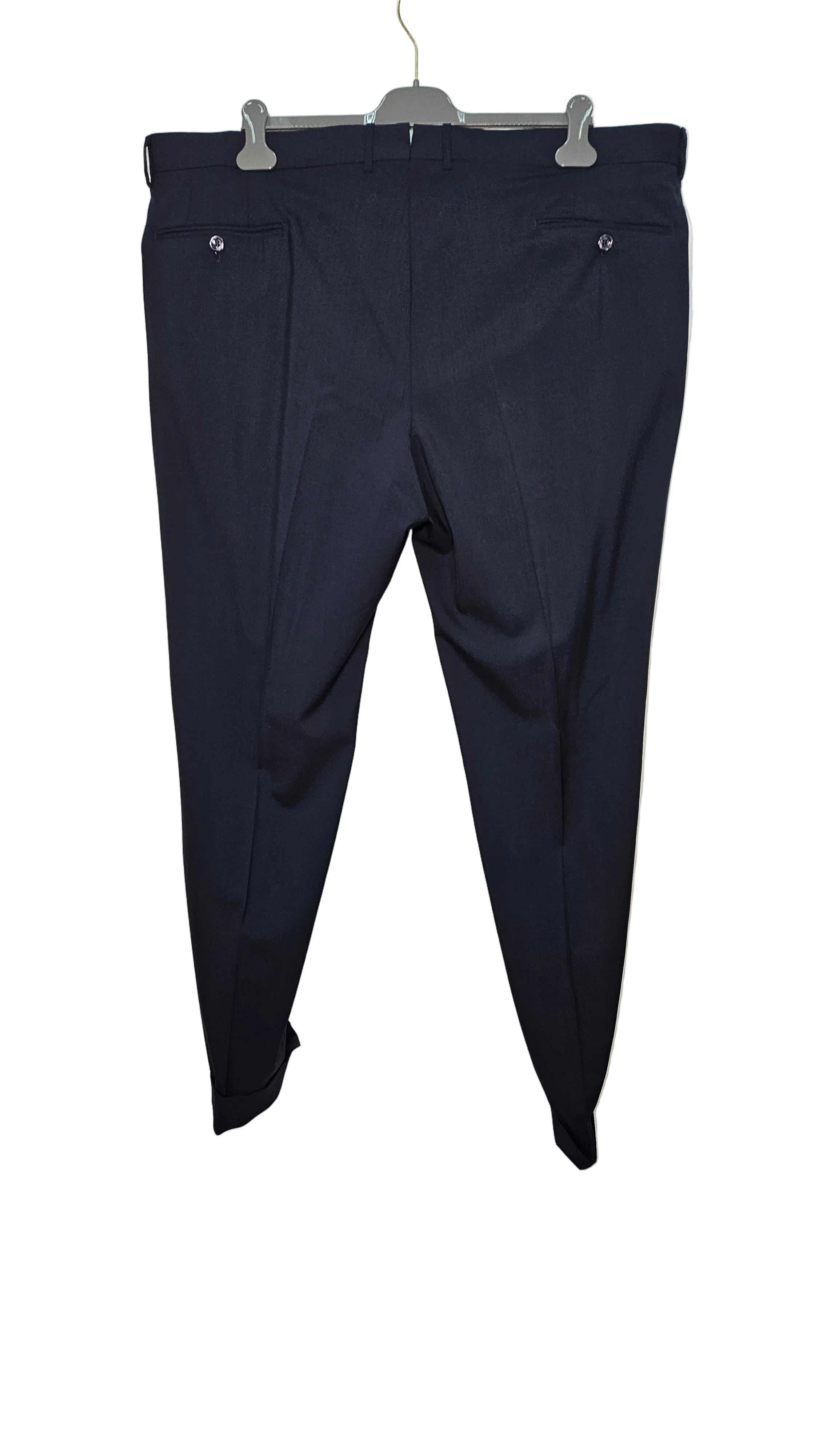 Tom Ford 100% Wool Flat-Front Tailored Trousers Navy