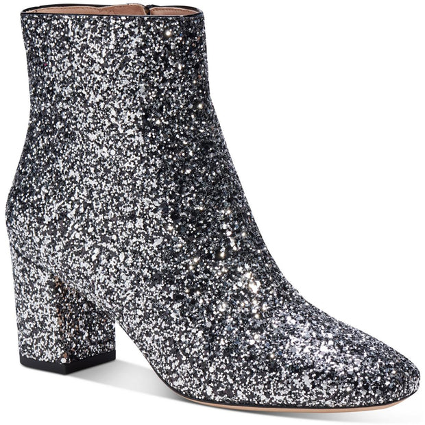 Junelle Womens Glitter Block Heel Ankle Boots