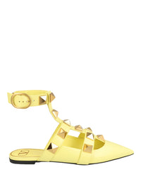 Valentino Valentino Womens Roman Stud Caged Leather Ballet Flats
